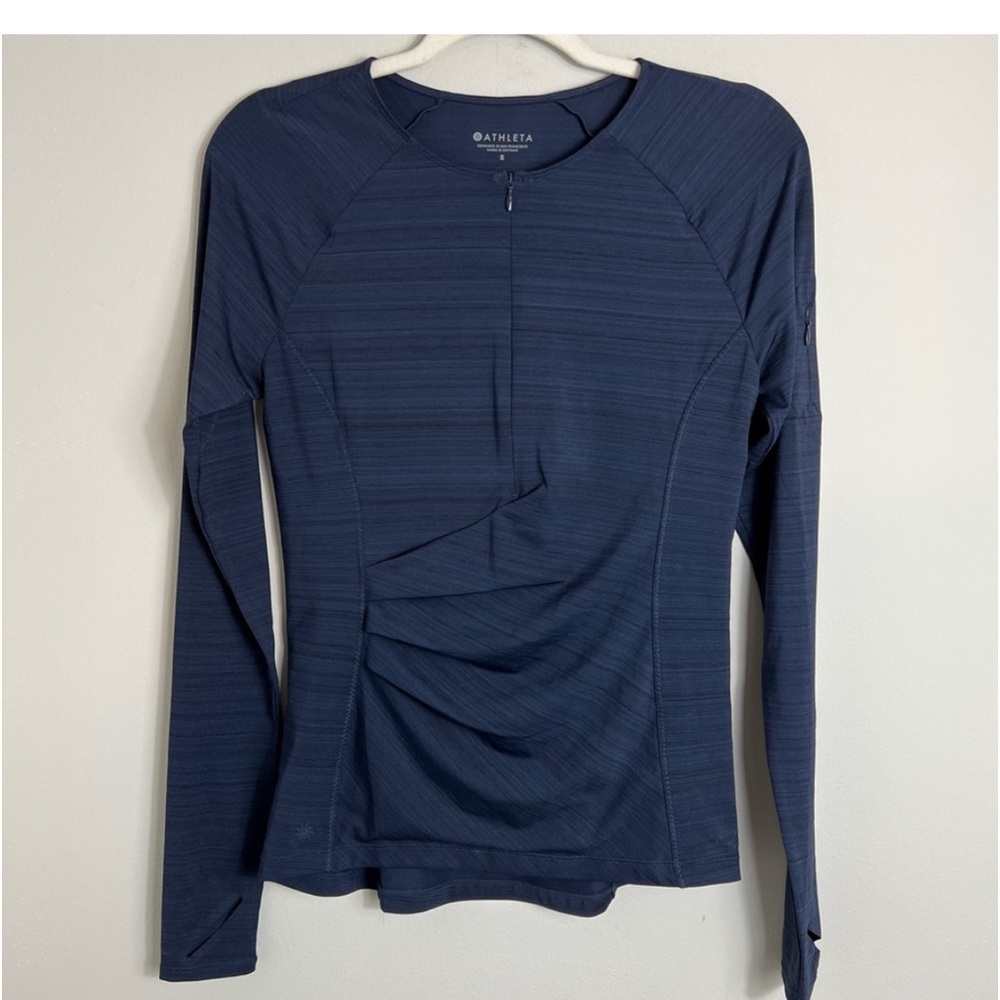 Athleta Top Womens L Pacifica Wrap Front Long Sleeve 1/2  Zip SPF Sun Technical